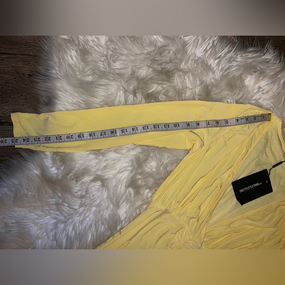 NWT💫 PLT Oriana lemon plunge rushed bodycon dress - Picture 11 of 16